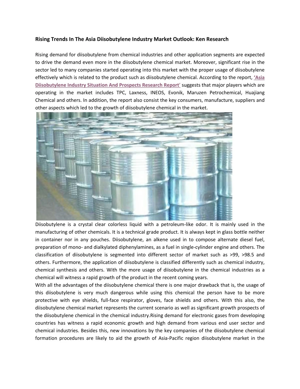 rising trends in the asia diisobutylene industry