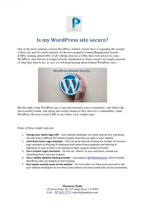 Is my WordPress site secure? - Planeteria Media