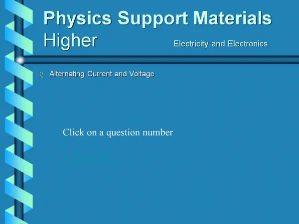 Physics Support Materials Higher Electricity and Electronics