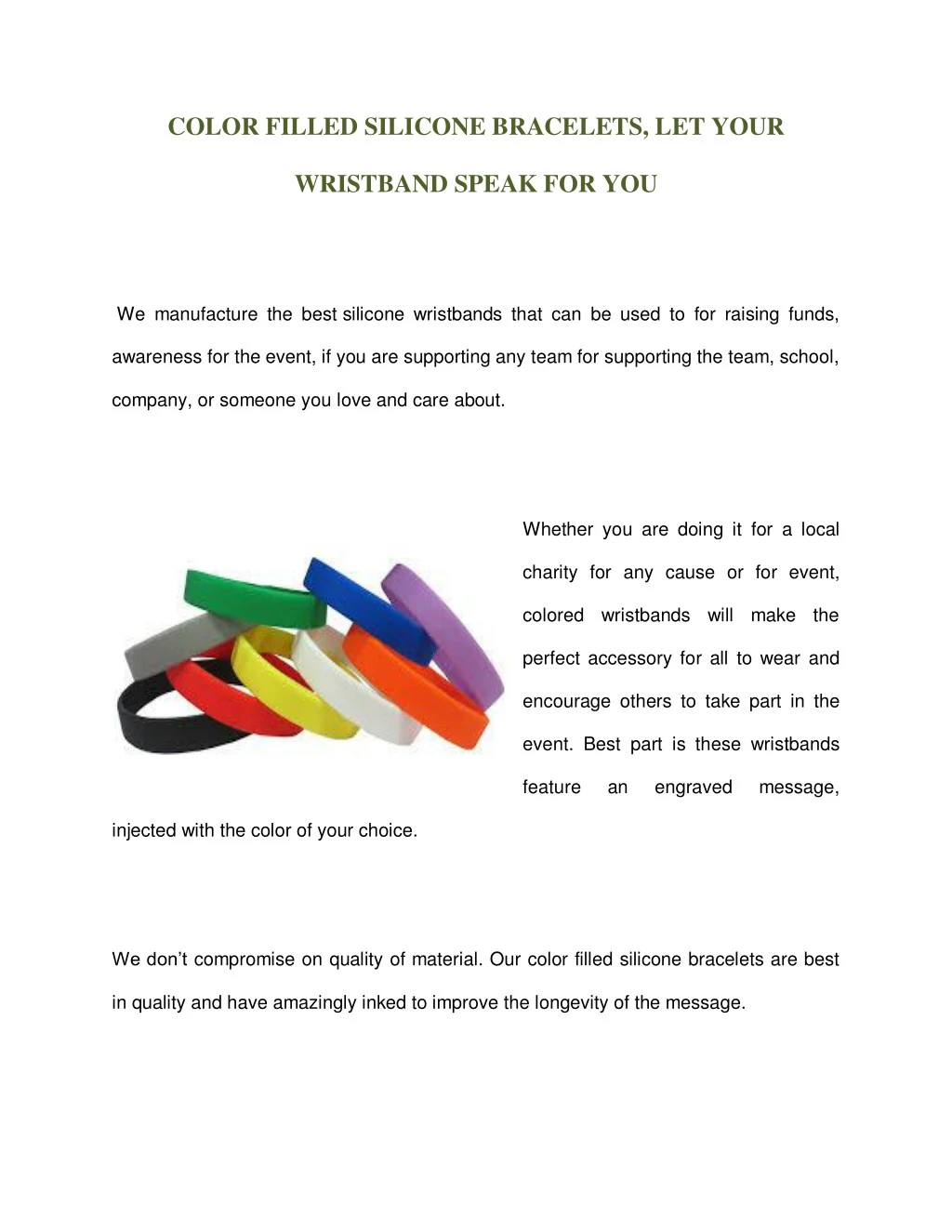 color filled silicone bracelets let your