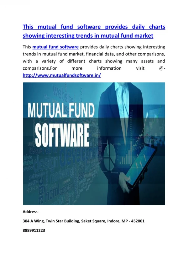 This mutual fund software provides daily charts showing interesting trends in mutual fund market