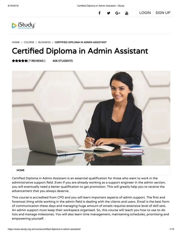 Certified Diploma in Admin Assistant - istudy