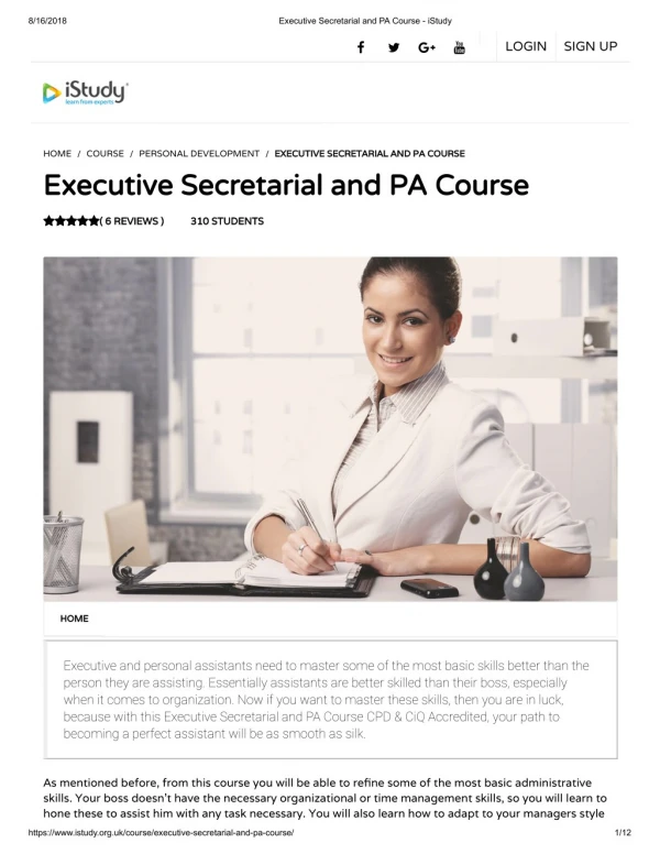 Executive Secretarial and PA Course - istudy