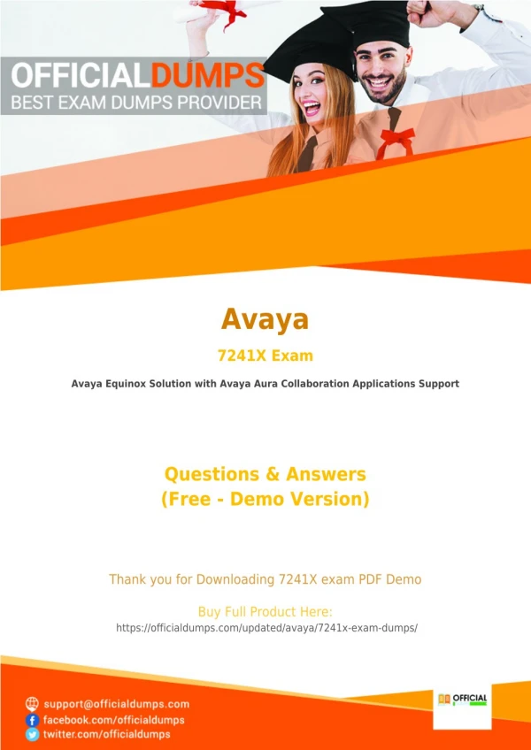 7241X Dumps - Download 100% Actual Avaya Aura Collaboration Applications Support 7241X Exam Questions