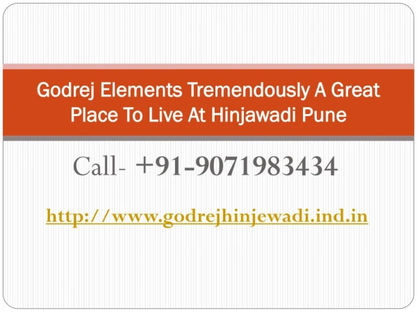 Godrej Elements Tremendously A Great Place To Live At Hinjawadi Pune