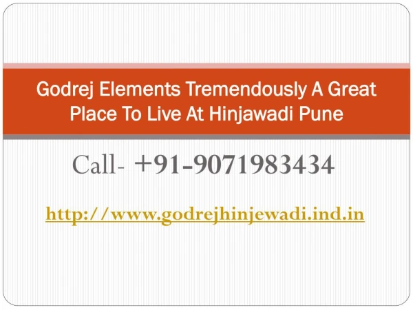 Godrej Elements Tremendously A Great Place To Live At HinjawadiÂ Pune