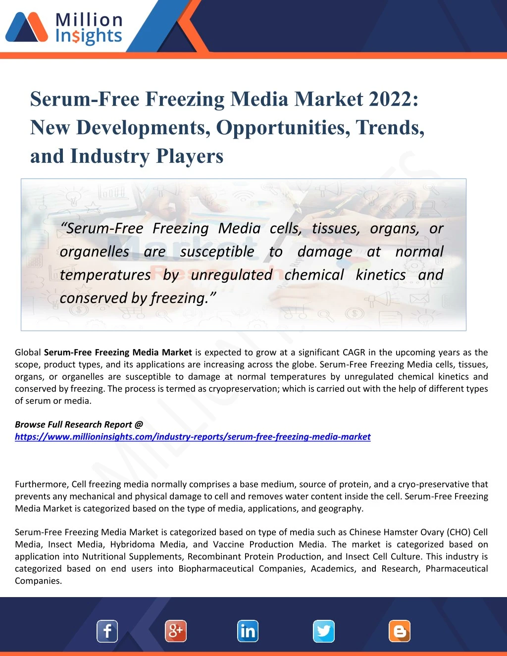 serum free freezing media market 2022