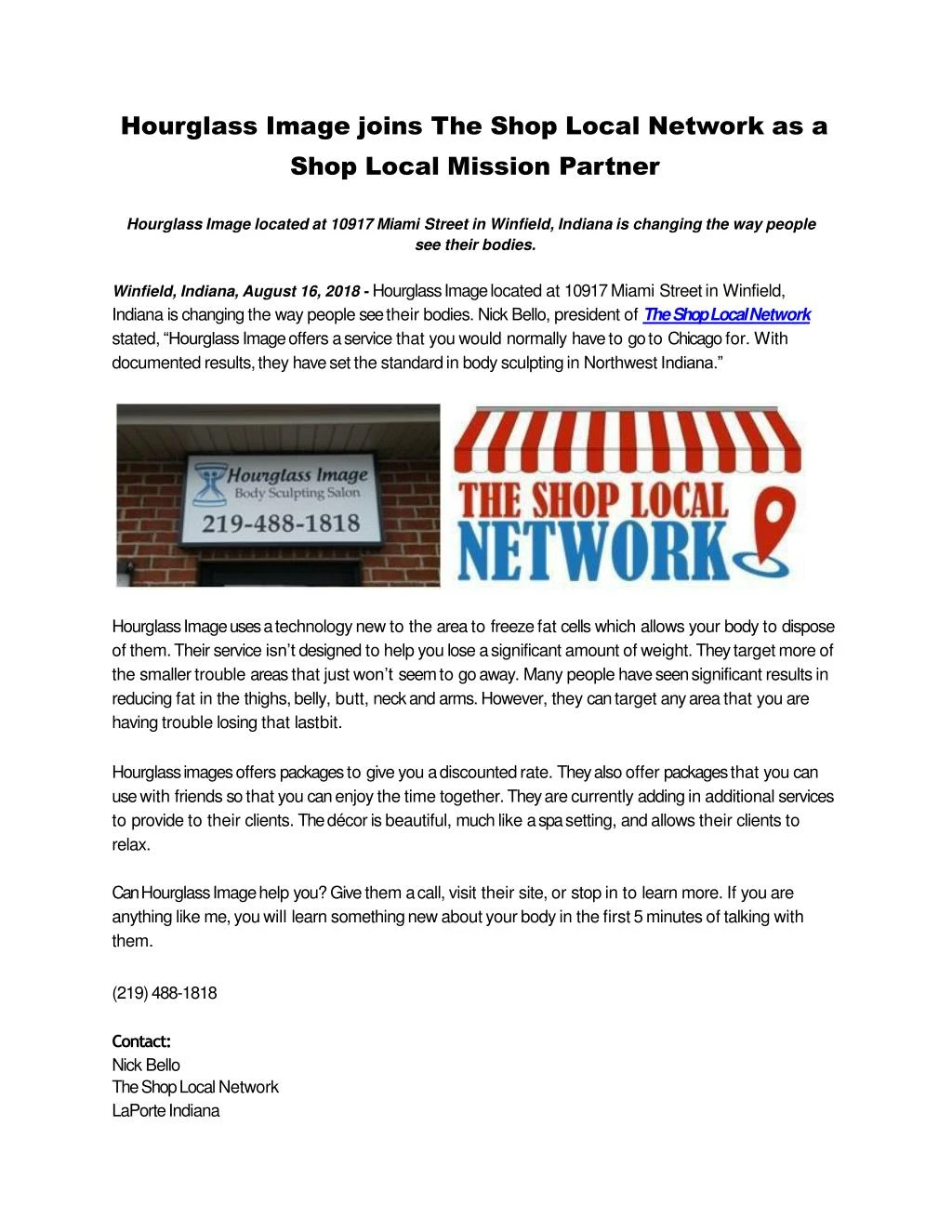 hourglass image joins the shop local network