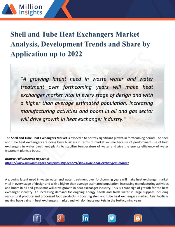Shell and Tube Heat Exchangers Market Size and Gross Margin Analysis to 2022 by Million Insights