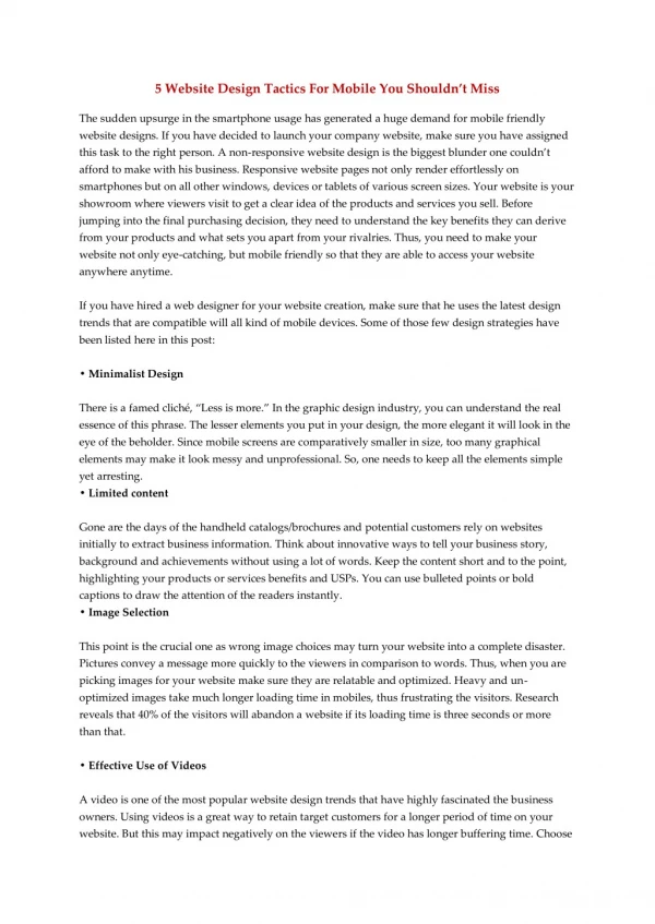 5 Website Design Tactics For Mobile You Shouldn’t Miss
