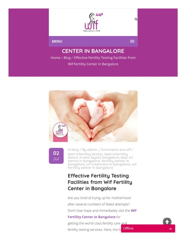 EFFECTIVE FERTILITY TESTING FACILITIES FROM WIF FERTILITY CENTER IN BANGALORE
