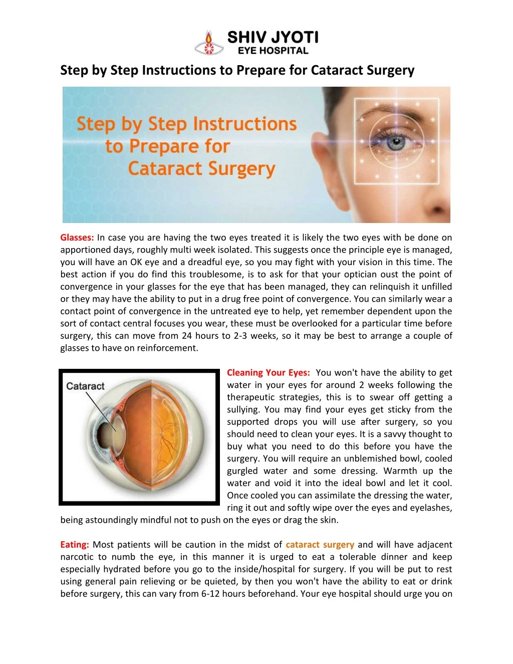 step by step instructions to prepare for cataract
