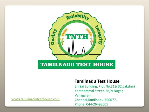 Water Testing Labs in Chennai - TNTH