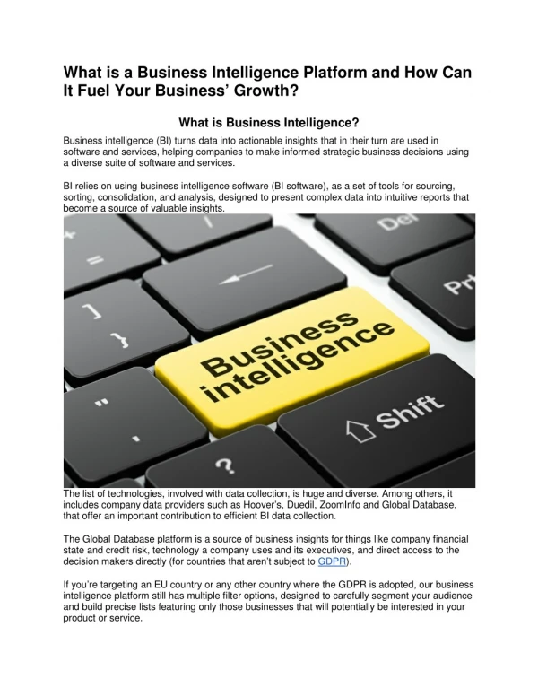 What is a Business Intelligence Platform and How Can It Fuel Your Businessâ€™ Growth?