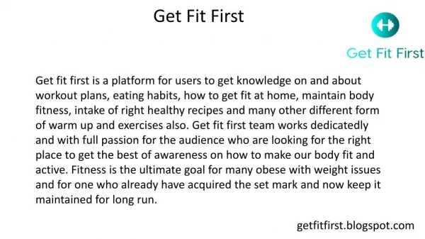 Get fit first