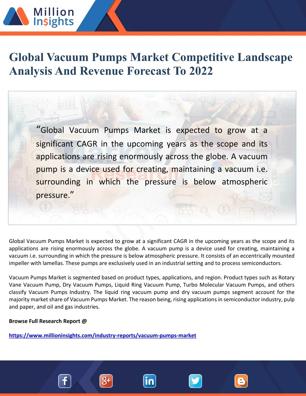global vacuum pumps market competitive landscape
