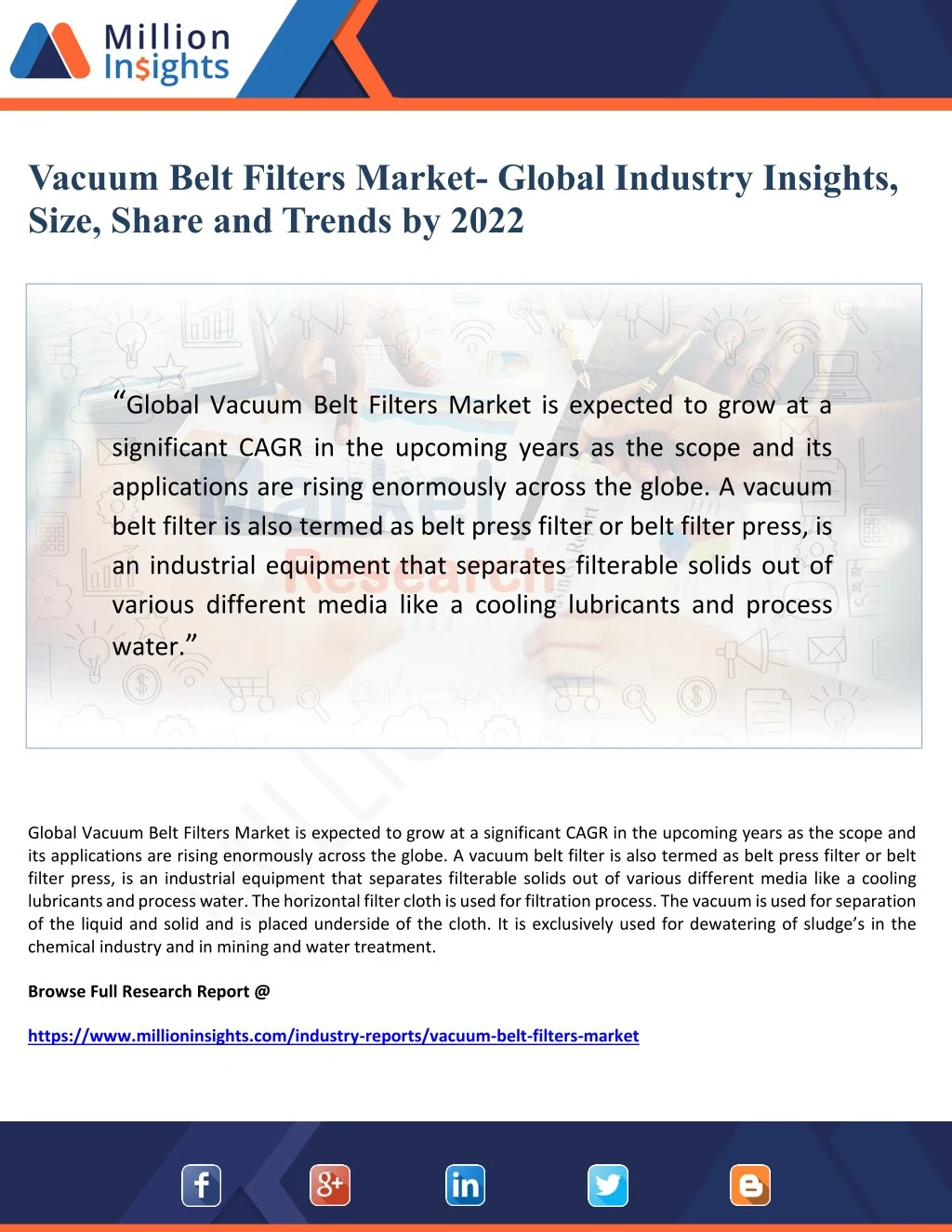 vacuum belt filters market global industry