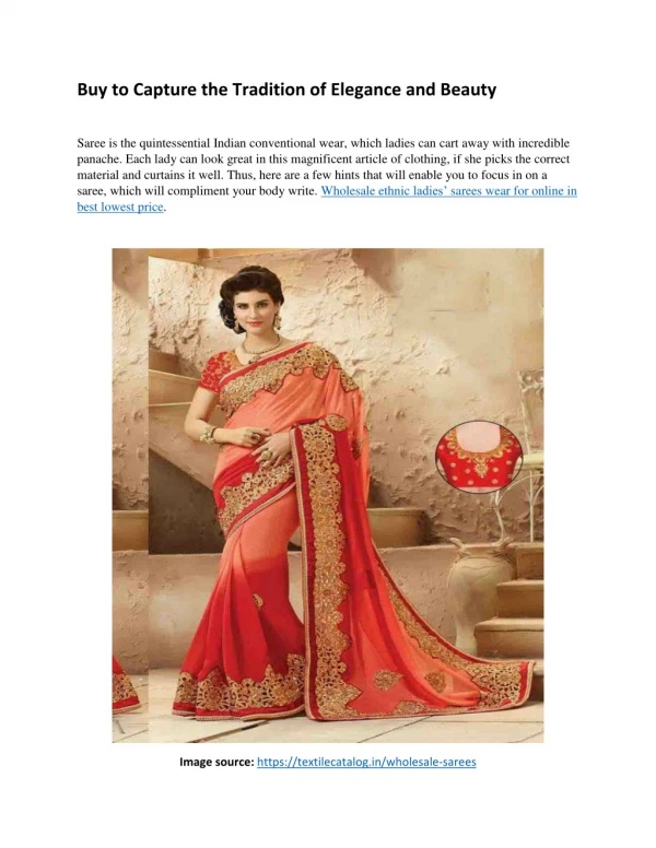 Buy to Capture the Tradition of Elegance and Beauty Sarees