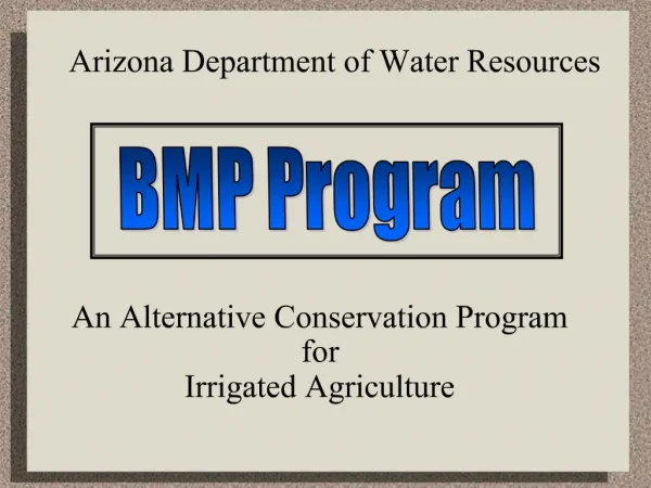 An Alternative Conservation Program for Irrigated Agriculture