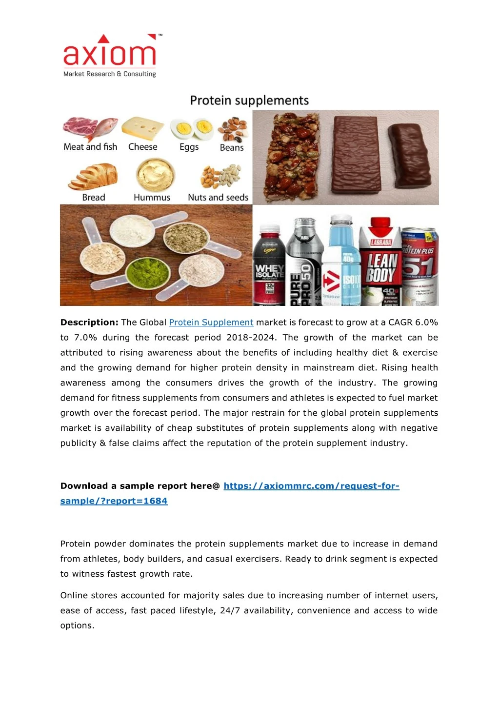 description the global protein supplement market