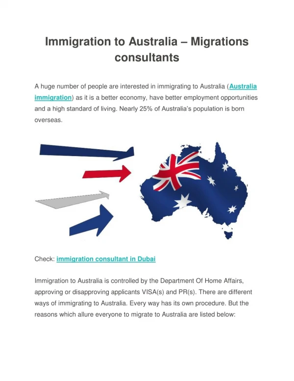 Australia immigration & Immigration Consultant in Dubai