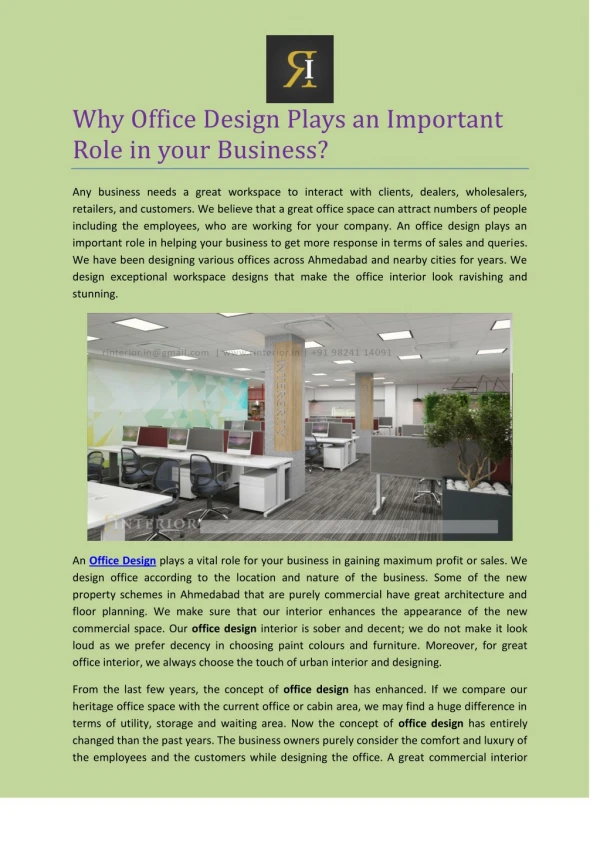 Why Office Design Plays an Important Role in your Business?