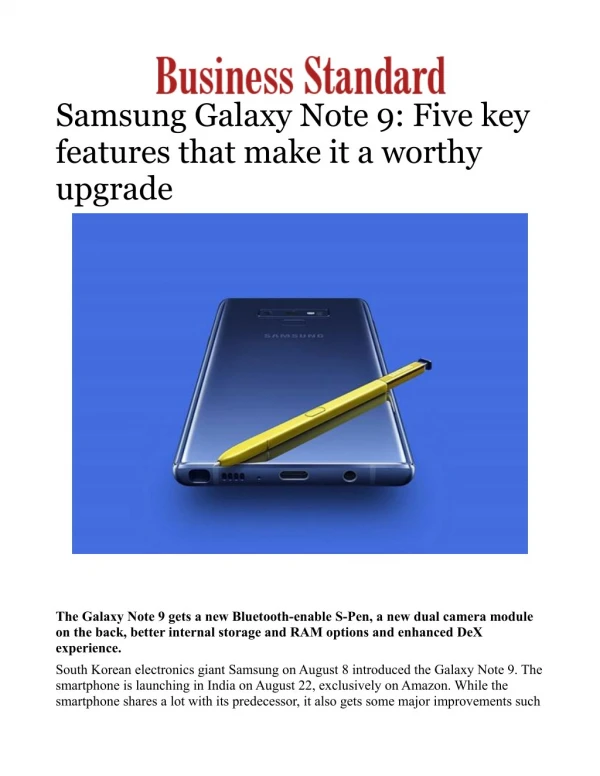 Samsung Galaxy Note 9: Five key features that make it a worthy upgrade 