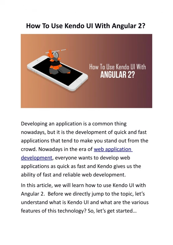 How To Use Kendo UI With Angular 2?