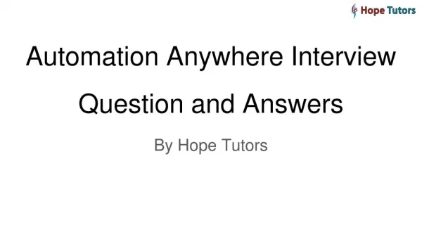 Automation Anywhere Interview Question