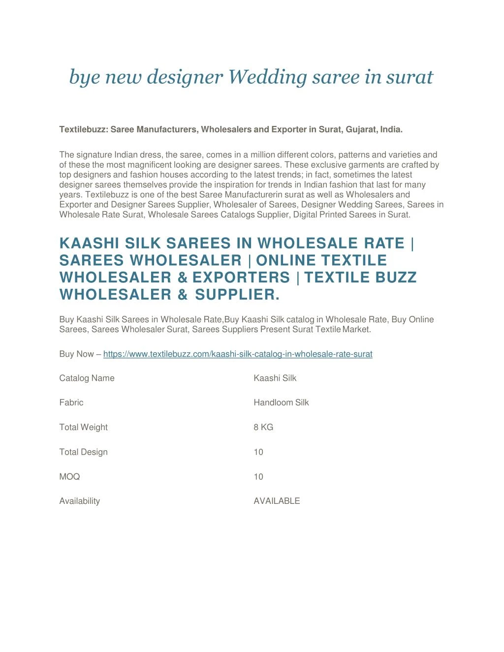 bye new designer wedding saree in surat