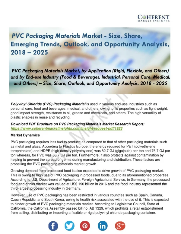 PVC Packaging Materials Market Applications, Types and Market Analysis to 2025