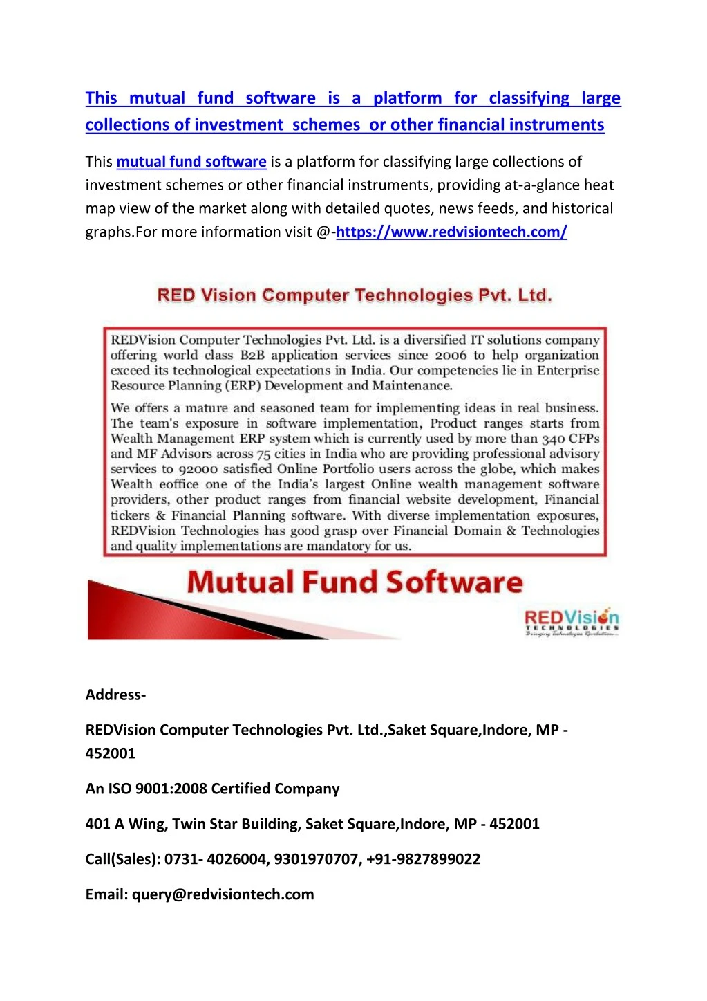 this mutual fund software is a platform