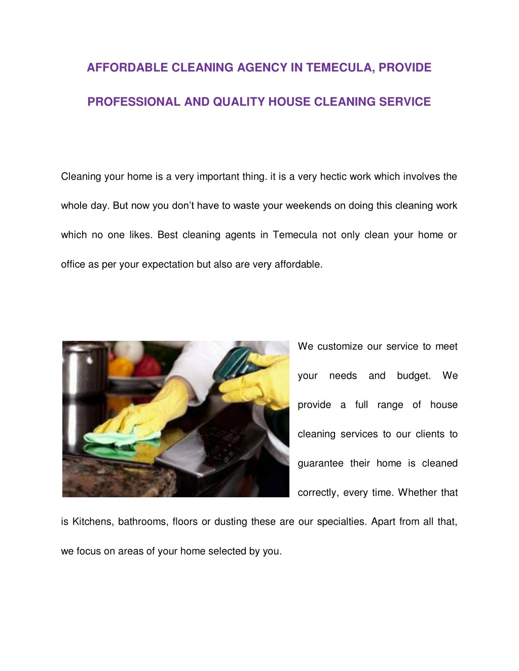 affordable cleaning agency in temecula provide