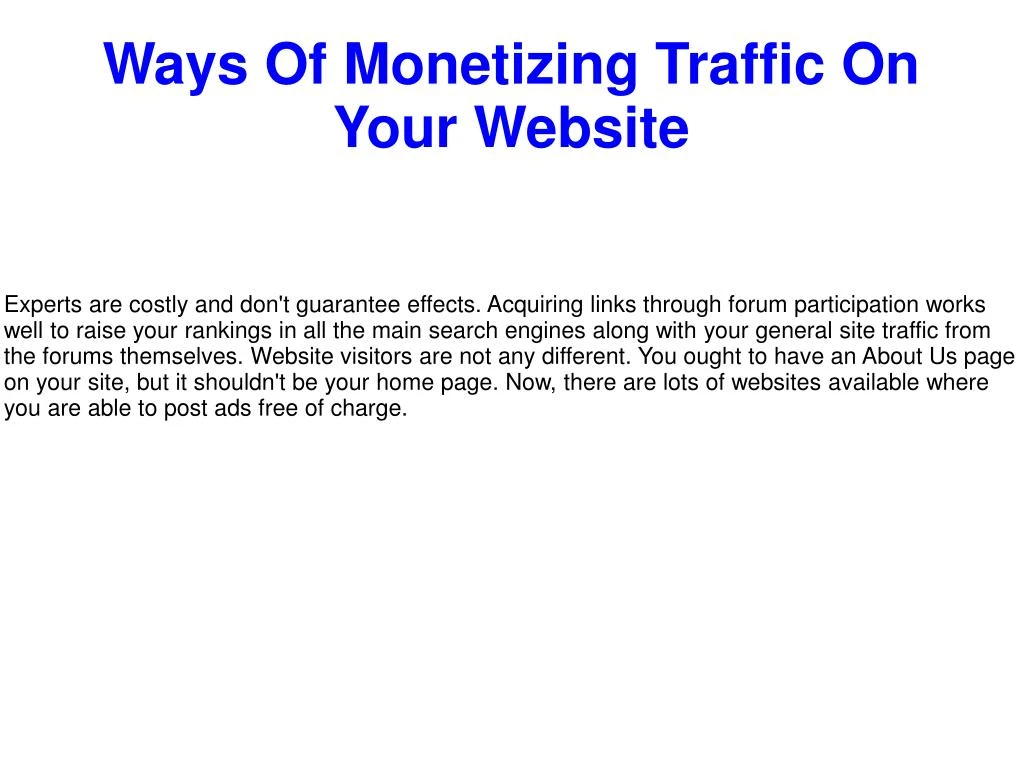 ways of monetizing traffic on your website