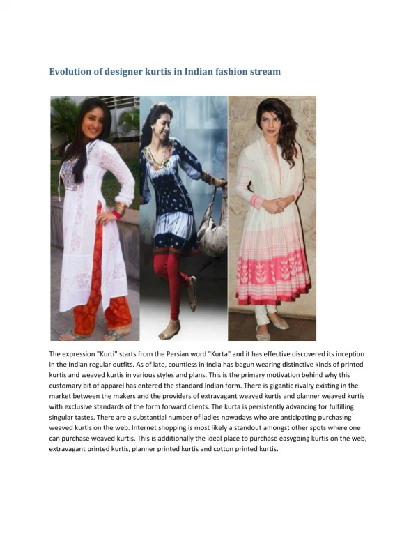 Evolution of designer kurtis in Indian fashion stream