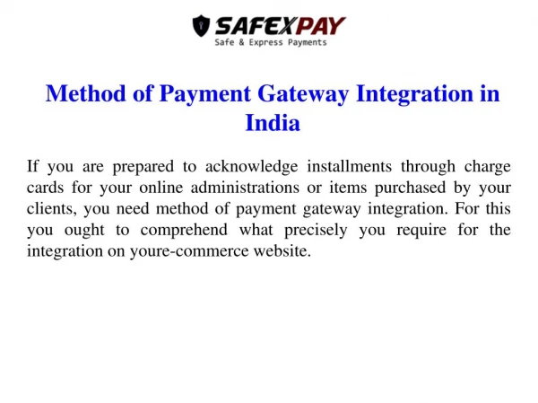 Method of Payment Gateway Integration in India