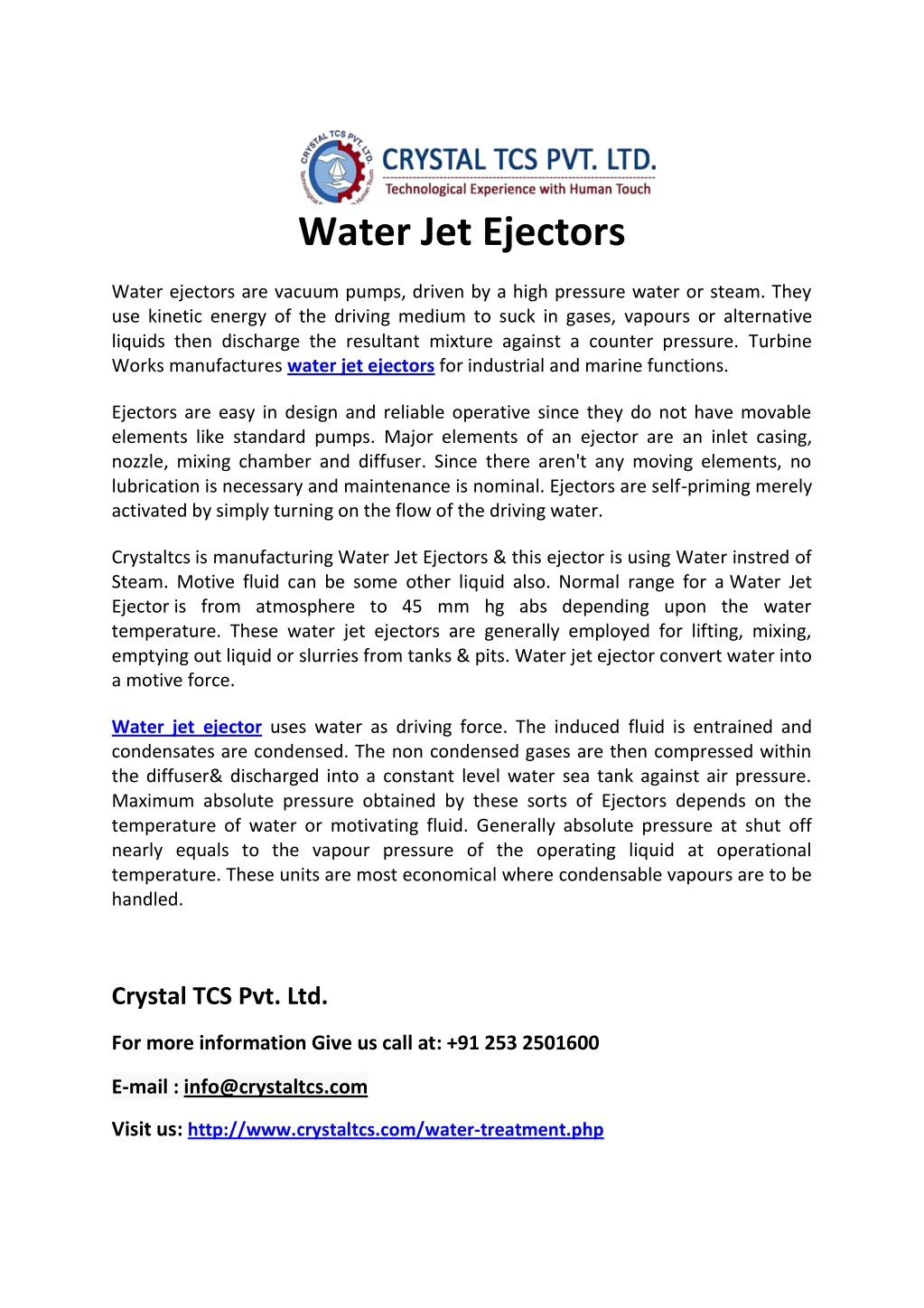 water jet ejectors