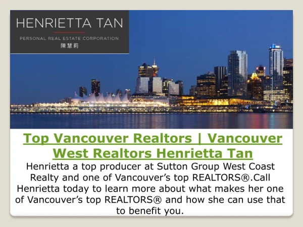 Top Vancouver Realtors | Vancouver West Realtors Henrietta Tan