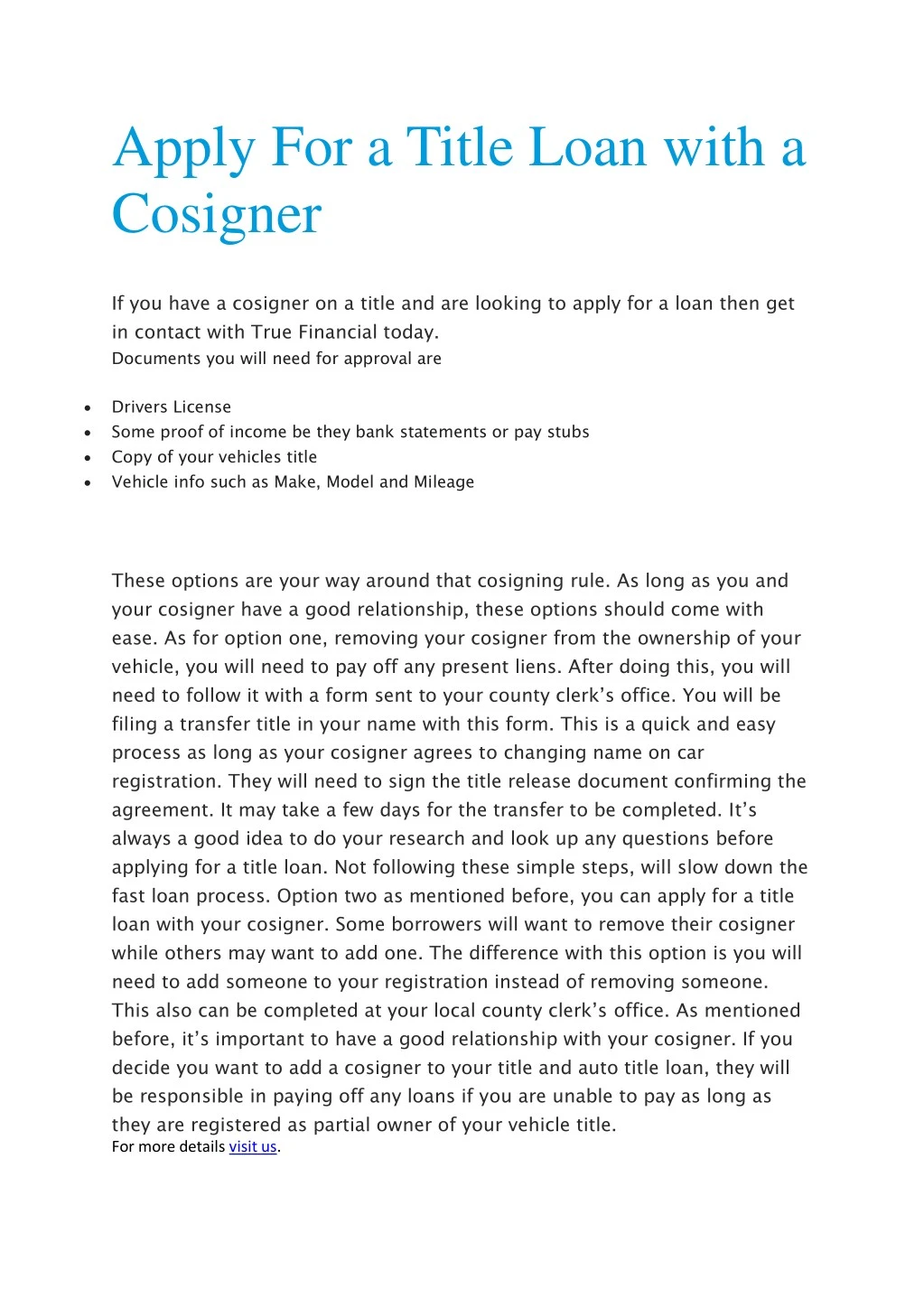 apply for a title loan with a cosigner