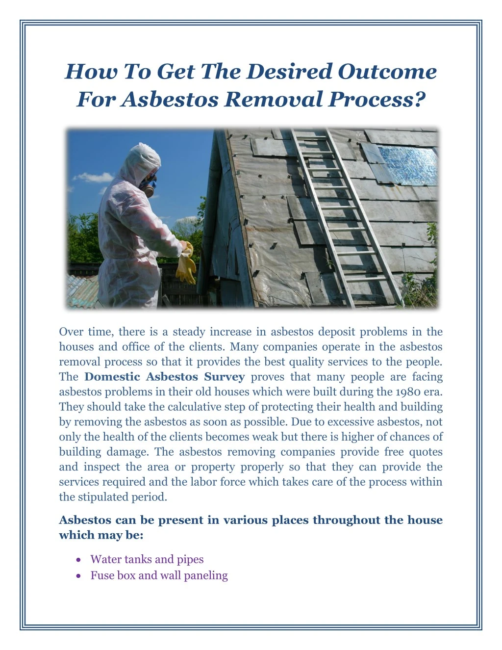 how to get the desired outcome for asbestos