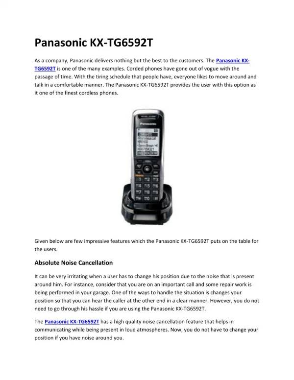 Panasonic KX-TG6592T - Go Headsets
