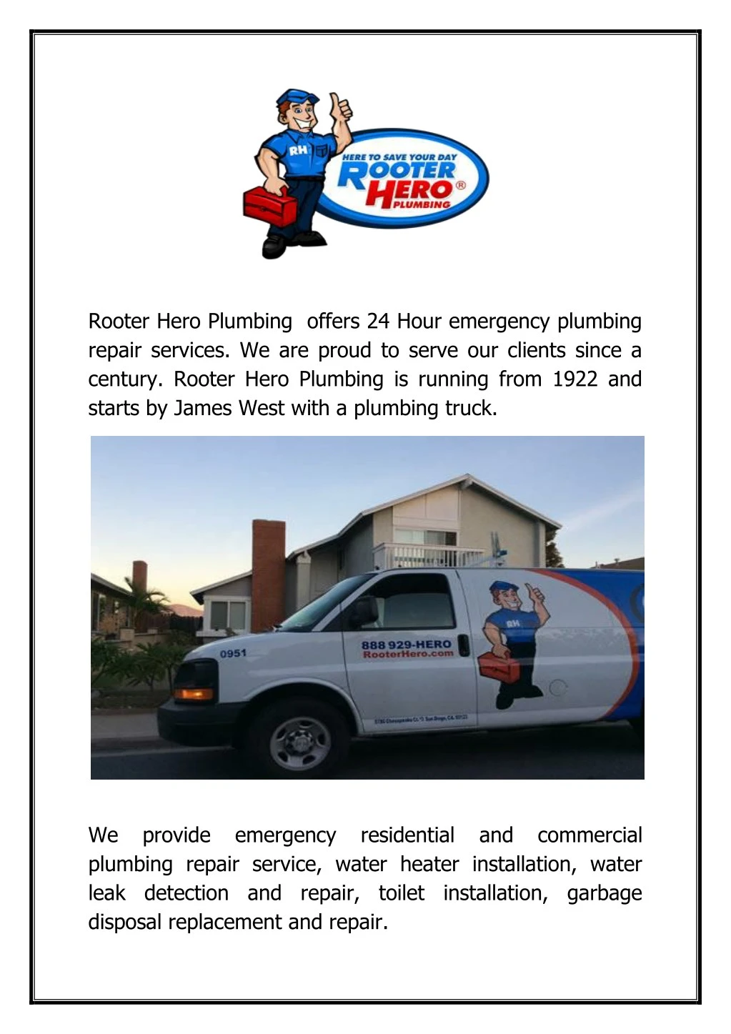 rooter hero plumbing offers 24 hour emergency