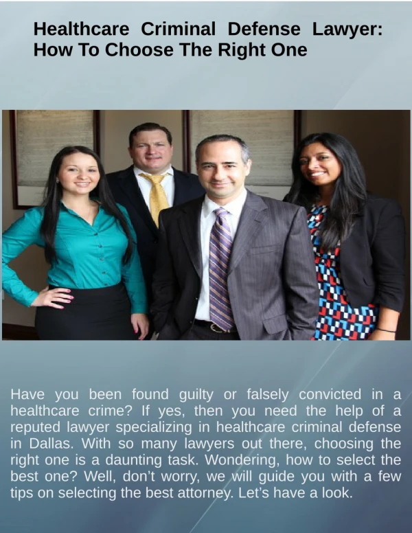 Healthcare Criminal Defense Lawyer How To Choose The Right One