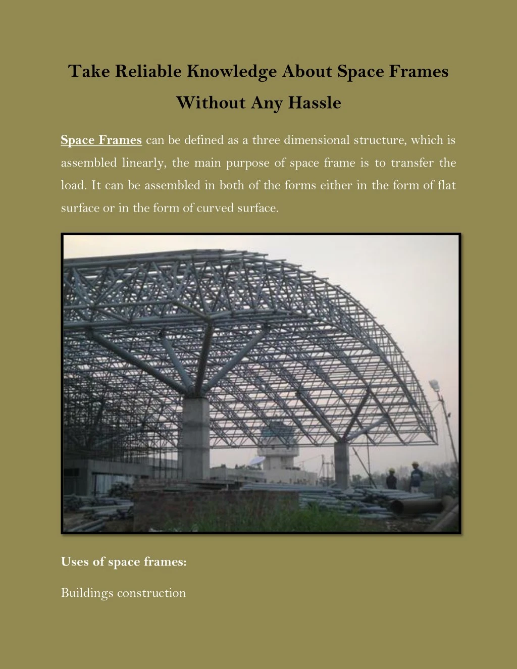 take reliable knowledge about space frames
