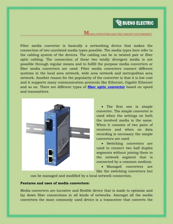 Media Conveters And The Concept Of Ethernet - Bueno Electric