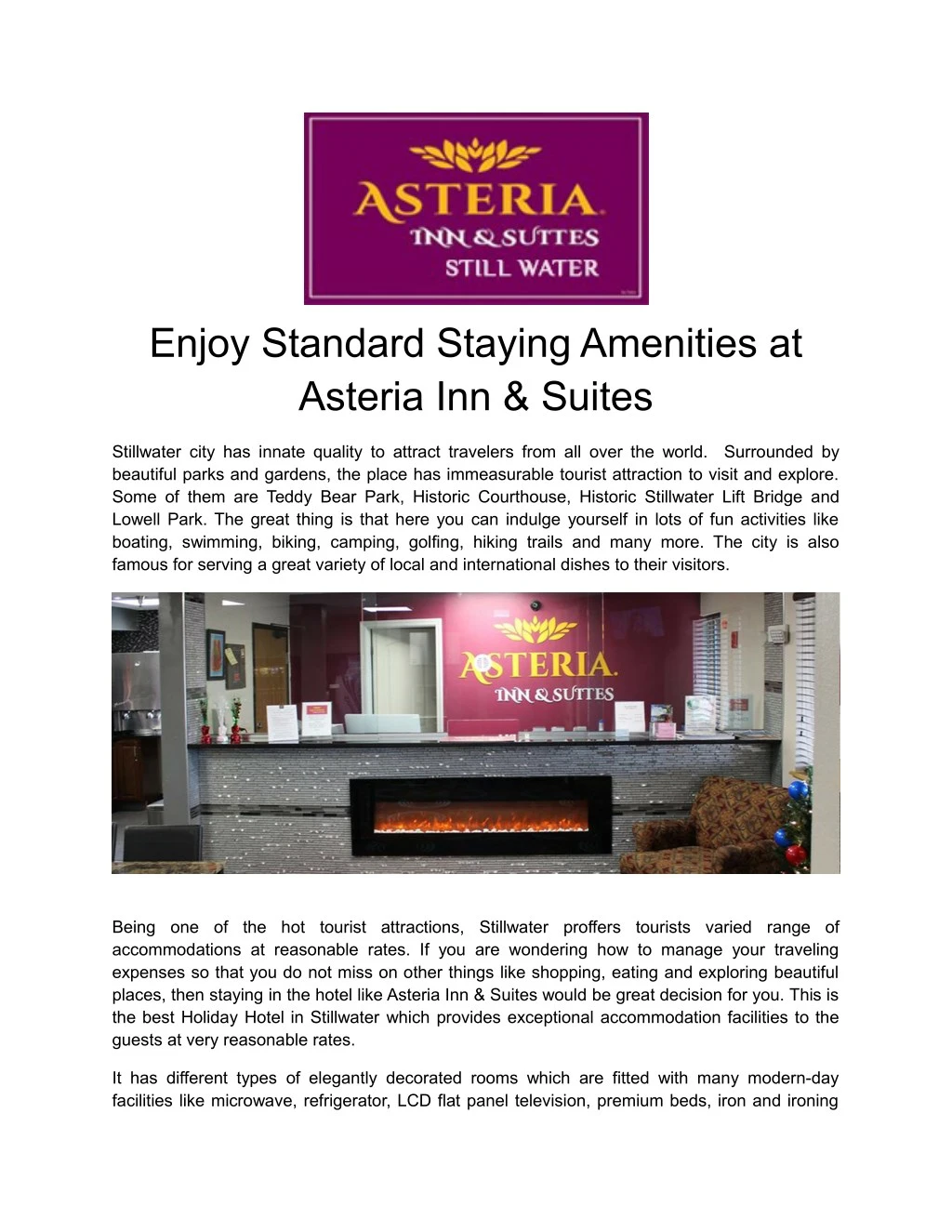 enjoy standard staying amenities at asteria