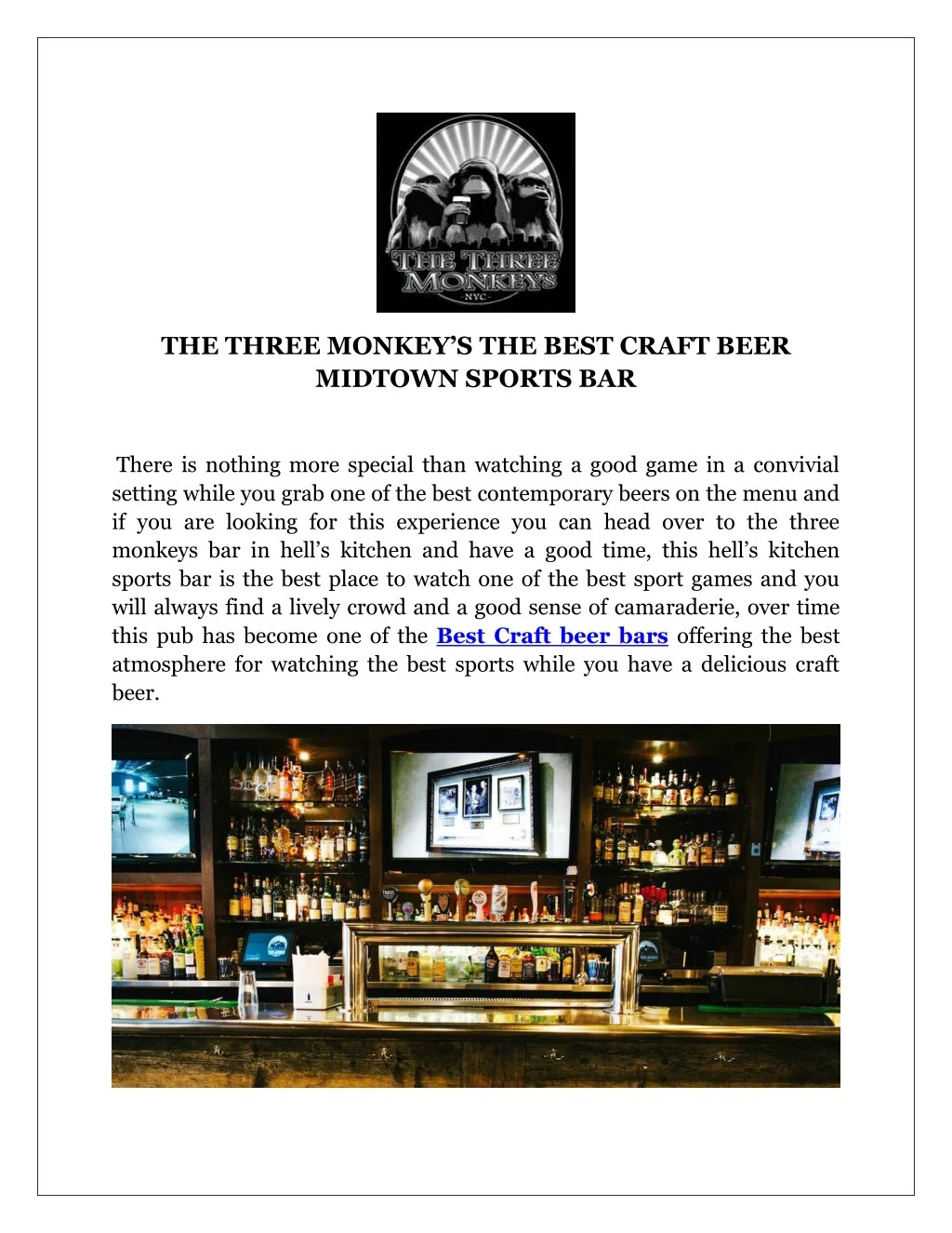 the three monkey s the best craft beer midtown
