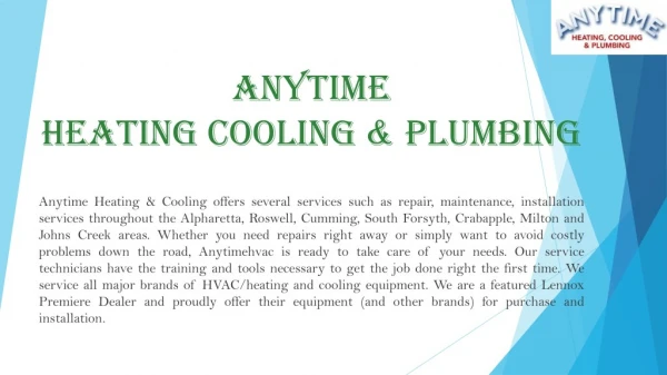 Heating, Cooling & Plumbing services