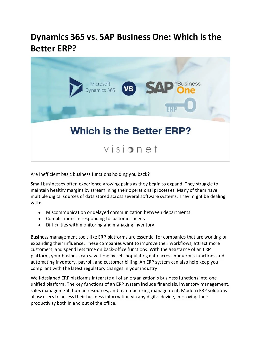 dynamics 365 vs sap business one which