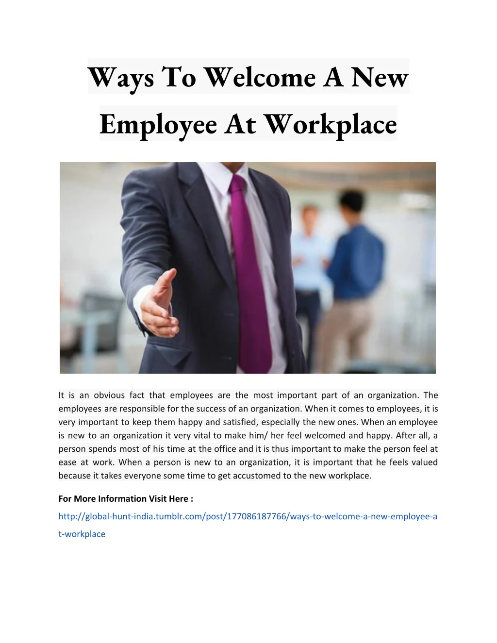 ways to welcome a new employee at workplace